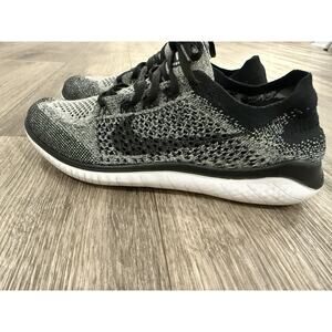 Nike Free RN Flyknit Women's Running Sneakers Size 8.5, Black/White, 942839-101